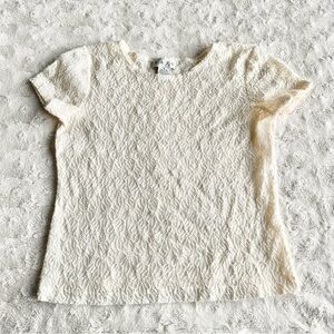 Vintage Textured Shirt Tee Womens Ivory Kazu Angelic Coquette Feminine Fairy USA